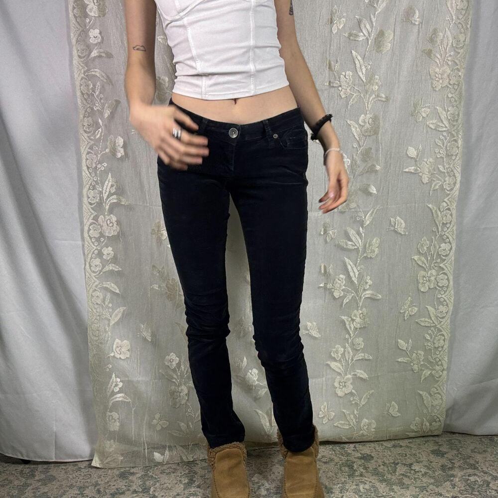 Vintage Converse One Star Black Corduroy Pants - Low Rise Skinny Jeans Size 2